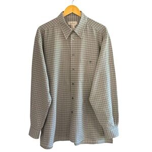 ERMENEGILDO ZENGA | Men’s Tan Plaid Button down Shirt Beige Gray Xl